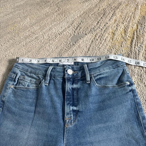 FRAME Le Crop Mini Boot jeans Raw Edge Cairo Blue Denim mid rise stretch 27 - Picture 4 of 7